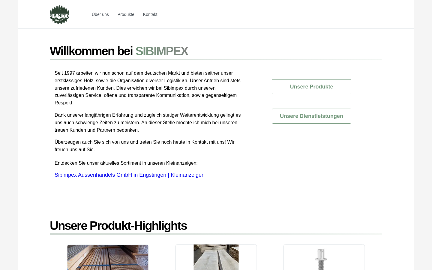 Startseite von Sibimpex